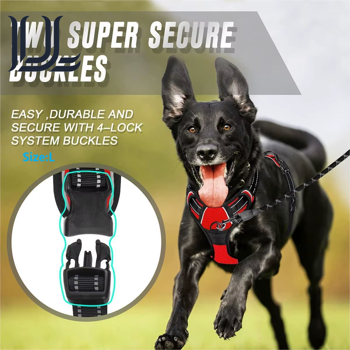 No Pull Dog Harness Front Clip Heavy Duty Reflective Easy Control Handle for Large Dog Walking