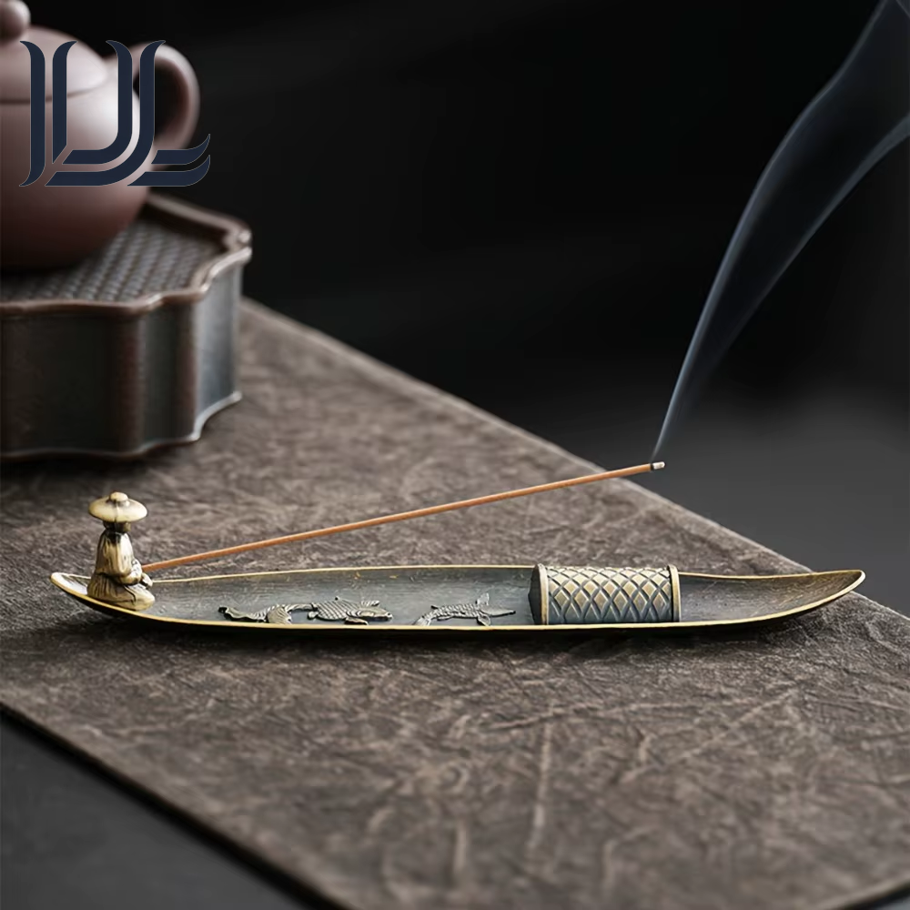 Creative Incense Holder Aromatherapy Ornament Incense Holder Boat Old Men Fishing Japanese Style Incense Stick Burner Home Decor