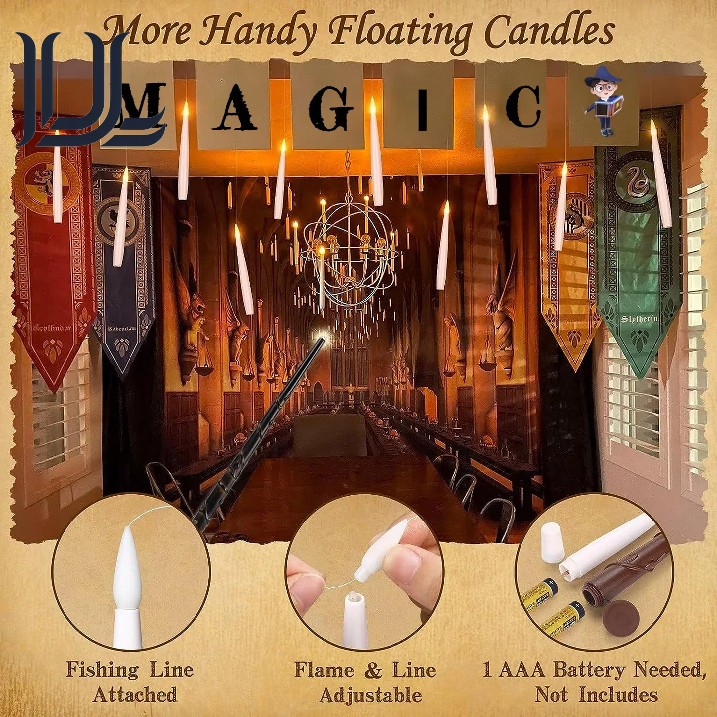 12/10 PCS LED Floating Candles with Magic Wand Flameless Flying Candle Flickering Burning Candles for Wedding Holiday Decoration