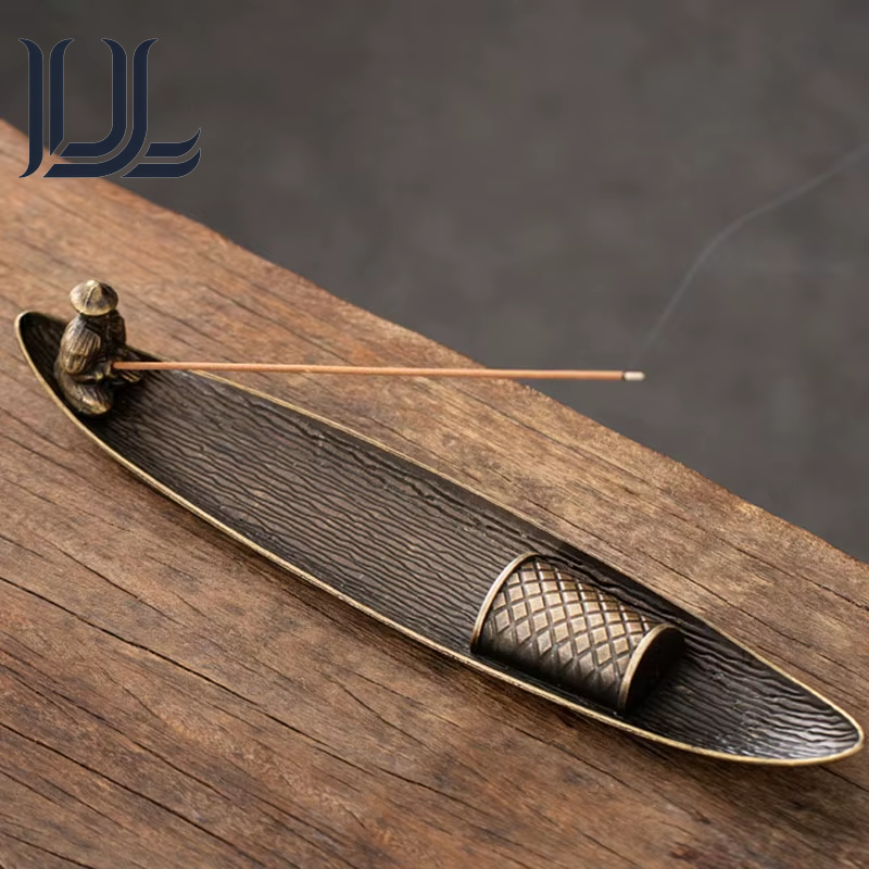 Creative Incense Holder Aromatherapy Ornament Incense Holder Boat Old Men Fishing Japanese Style Incense Stick Burner Home Decor
