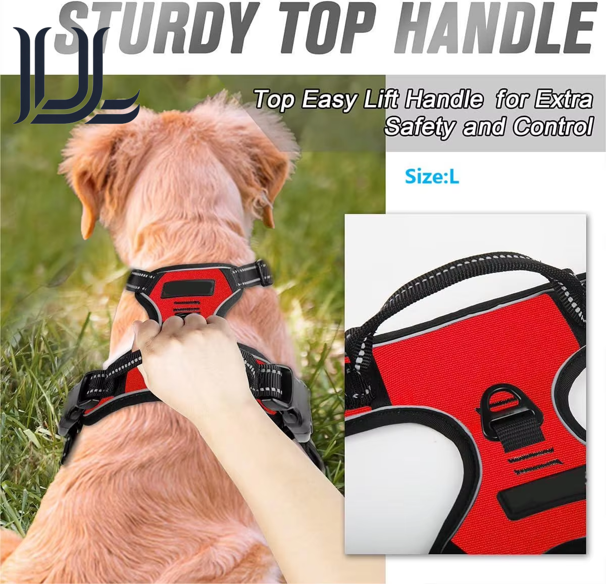 No Pull Dog Harness Front Clip Heavy Duty Reflective Easy Control Handle for Large Dog Walking