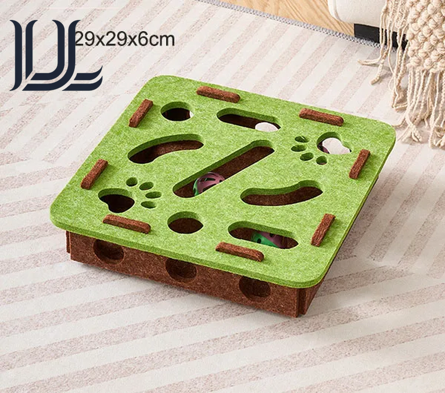 Pet Cat Puzzle Maze Holes Toys Felt Box with Bell Ball Kitten Playing Toys Interactive Funny Combination Set Cat Supplies