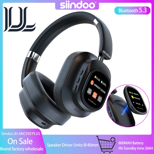 Jh-Anc930Plus Hybrid Wireless Headphone, Active Noise Cancelling Headphones with Multi Magnetic Touch Control LED Screen
