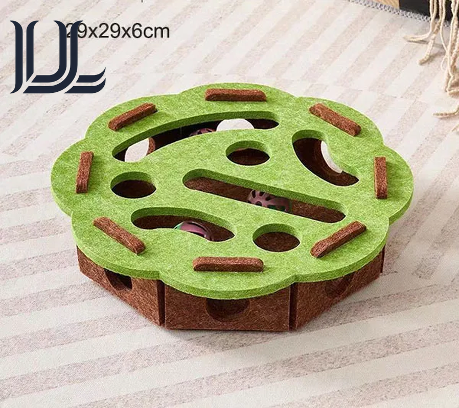 Pet Cat Puzzle Maze Holes Toys Felt Box with Bell Ball Kitten Playing Toys Interactive Funny Combination Set Cat Supplies
