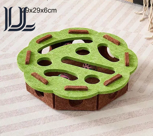 Pet Cat Puzzle Maze Holes Toys Felt Box with Bell Ball Kitten Playing Toys Interactive Funny Combination Set Cat Supplies